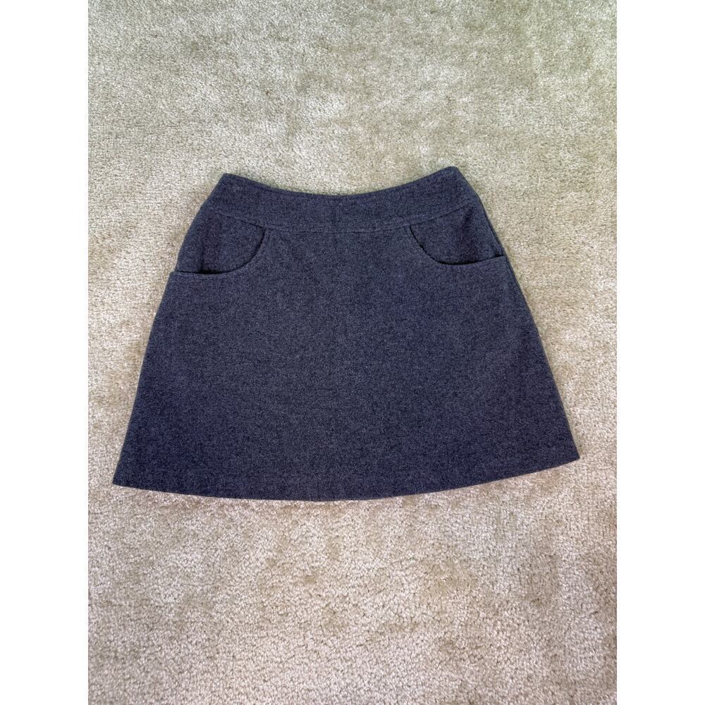 Vtg 90s Express International Skirt Gray Wool Blend Mini Size 5 6 Pockets C526